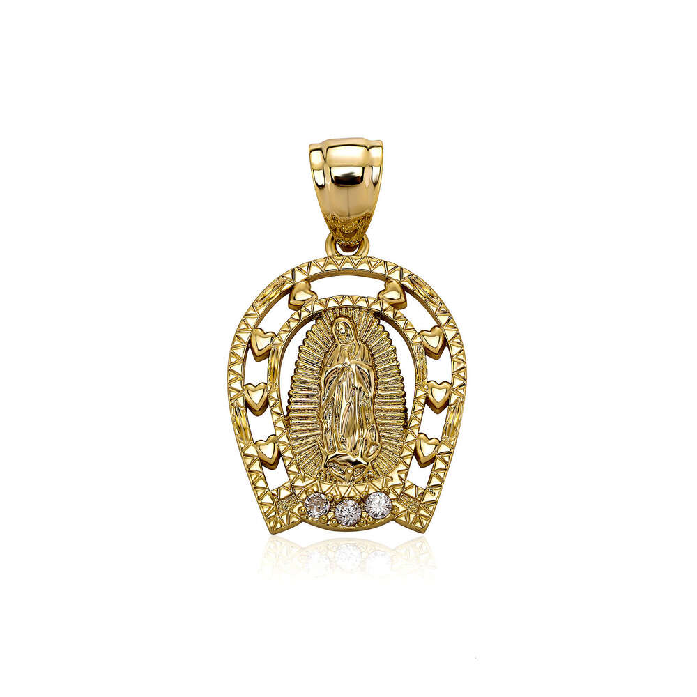 Rock Wolf Tide Gilded Buddha Statue Zircon Pendant Guardian God Men's Safety Hanging Tag Hip Hop Tidal Tag Solid Necklace Bling Bijoux