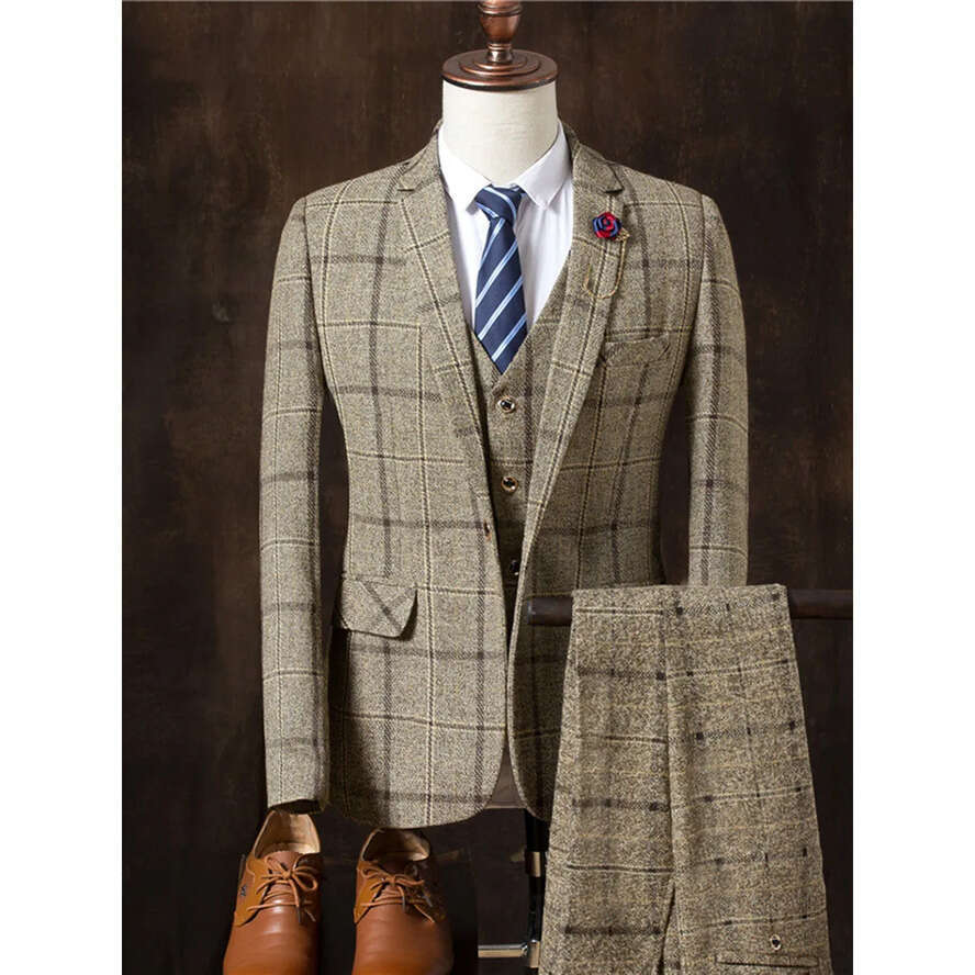 Pieces Three Men Suits Business Casual Tuxedos Cotton Slim Fit Groom Party Coat Tailored Work Wear Wedding Suit