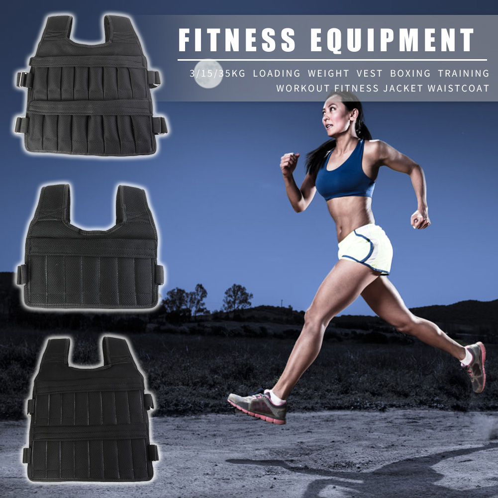 3/15/35kg Weighted Jacket Adjustable Workout Weight Jacket Weighted Exercise Vest for Workout Strength Training Running Fitness