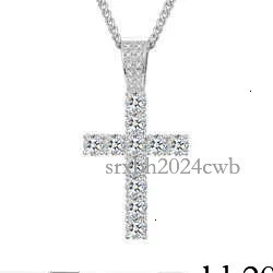 Fine Jewelry Sterg Sier Pass Dia Tester 5mm Vvs Moissanite Classic Cross Pendant Necklace for Men Women