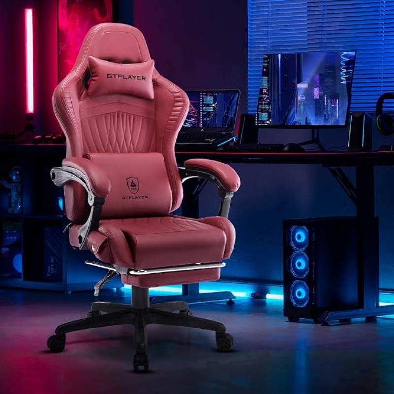 GTPLAYER Gaming Chair, Computer Chair with Footrest and Bluetooth Speakers, High Back Ergonomic Music Gamer Chair