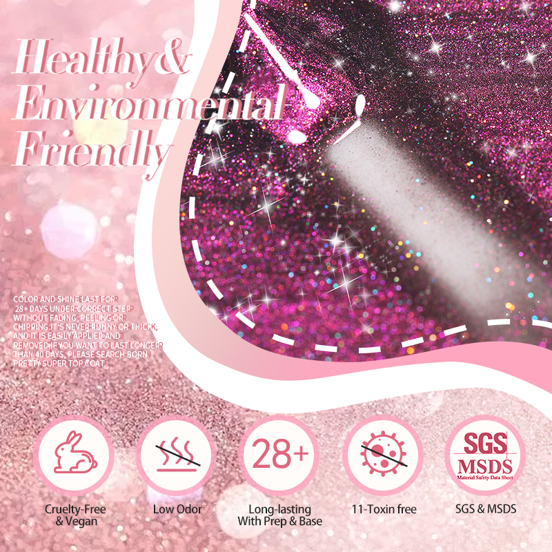 BORN PRETTY 10ml Reflective Glass Cat Magnetic Gel Nail Polish Double Light Rainbow Color Gel Varnis Semi Permanent for Summers