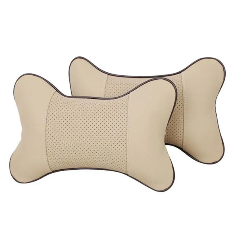 Car Neck Pillows Both Side Pu Leather 1pcs Pack Headrest For Head Pain Relief Filled Fiber Universal new 2025 Car Pillow