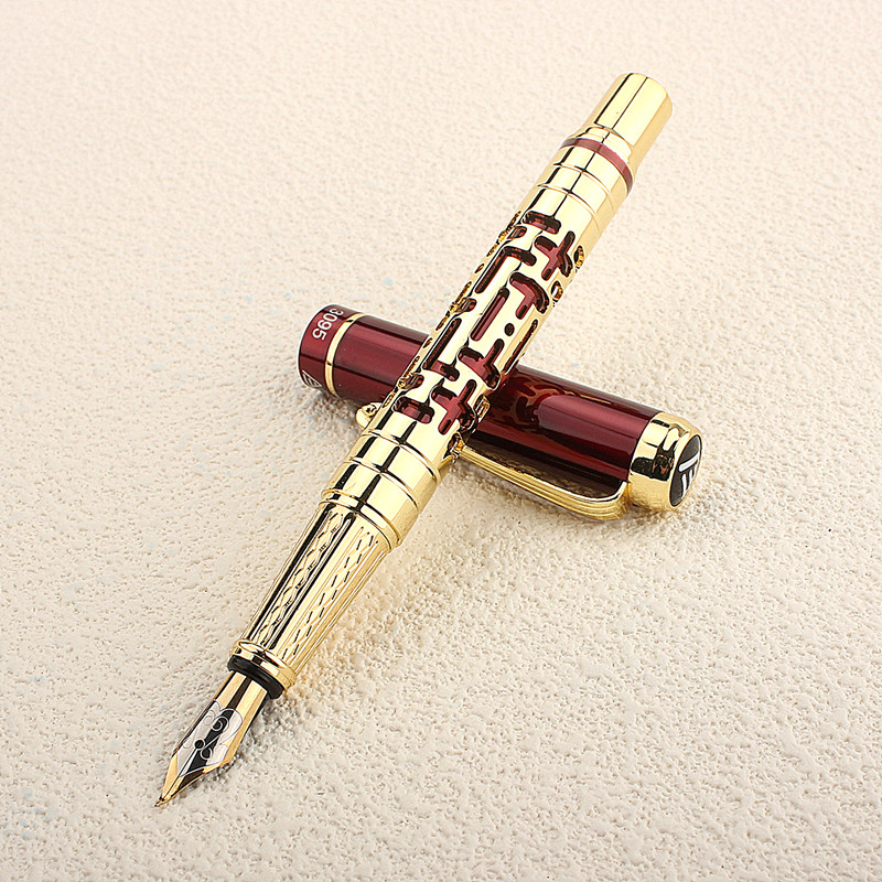 Luxury New Hollow Out EF/F/M Nibs Black Fountain Pen Gift Pen Ink Pens
