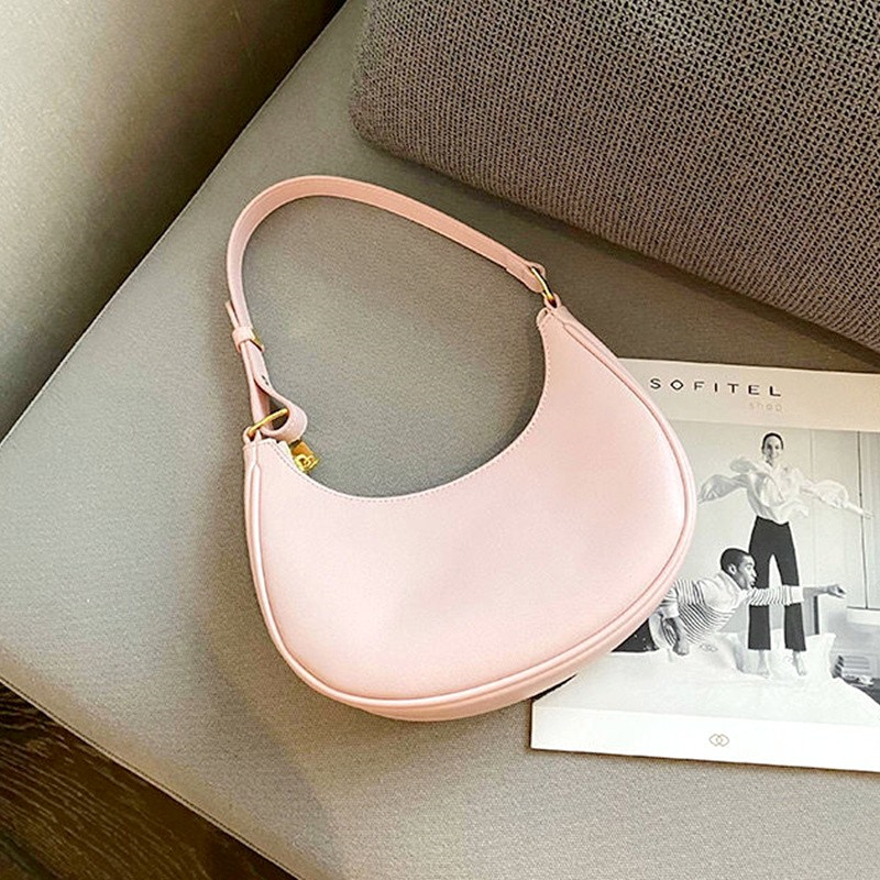 Fashion Women'S Clutch Handbags Moon Solid Color Pu Leather Underarm Shoulder Bag Casual Female Shopper Tote Luxury Hobos Bags