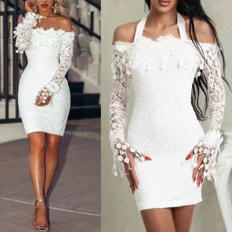 Casual Dresses Long Sleeve Dress Women Bodycon Backless Summer Sexy 2024 Autumn White Beach Party Club