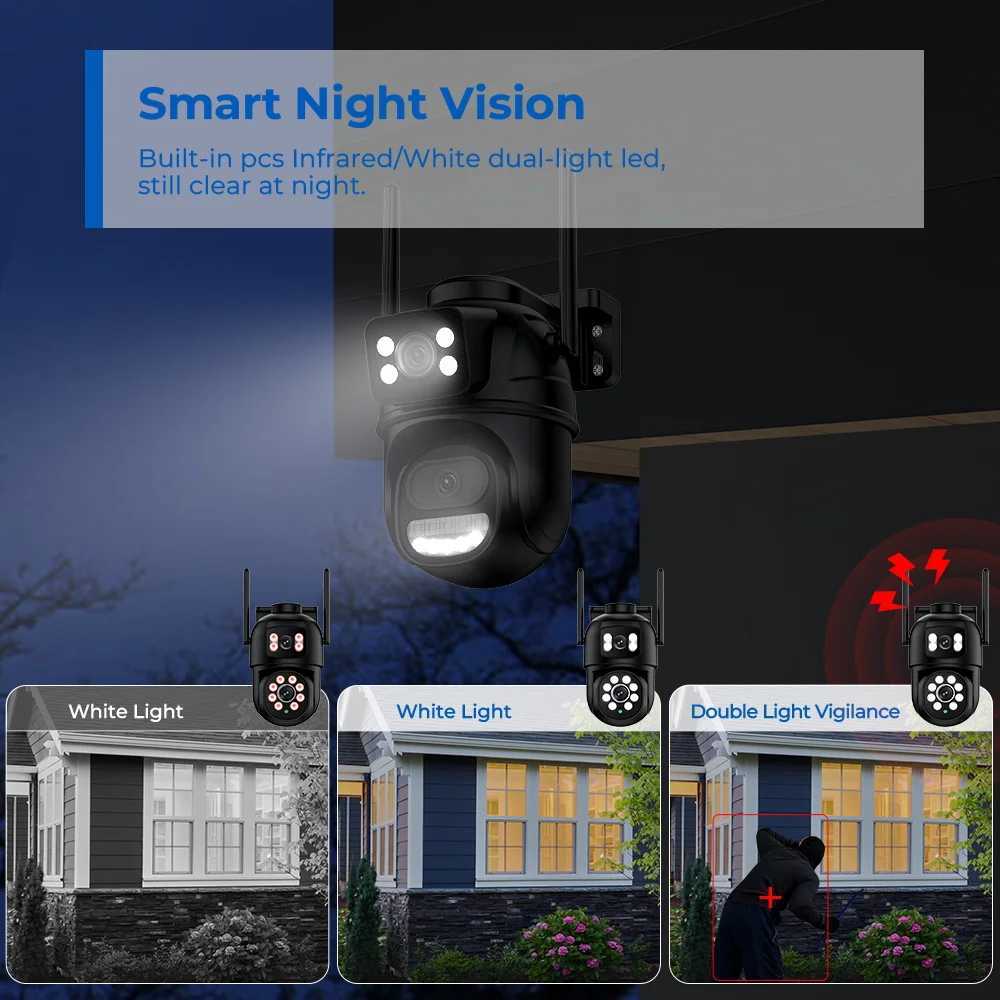 IP Cameras 4K 8MP PTZ WIFI Camera Dual Lens Dual Screen Outdoor 4MP Security Protection Auto Tracking P2P CCTV Surveillance IP Camera iCSee 24413