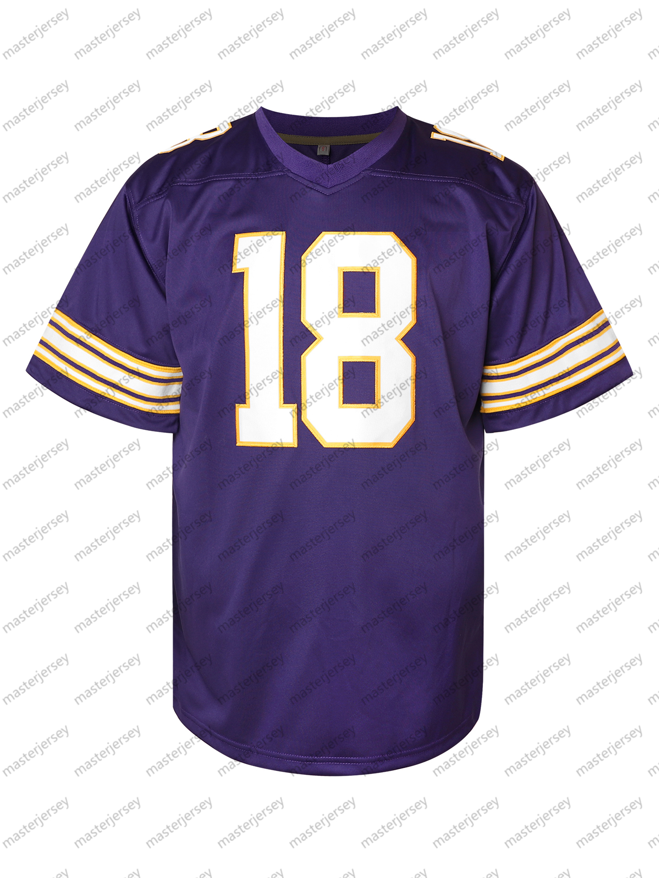 #18 JEFFERSON Comfy V-Neck Football Jerseys Men Mesh Embroidery For Training And Competition Breathable Moisture-Wicking Short Sleeve Top for Active J