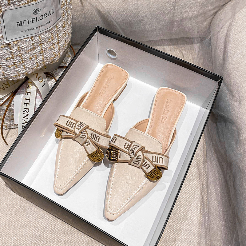 B8 Baotou Half Slippers Women's Outerwear New Style Square Head Coarse Heel Soft Bottom Lazy Muller Shoes Large Women's Shoes 41-43