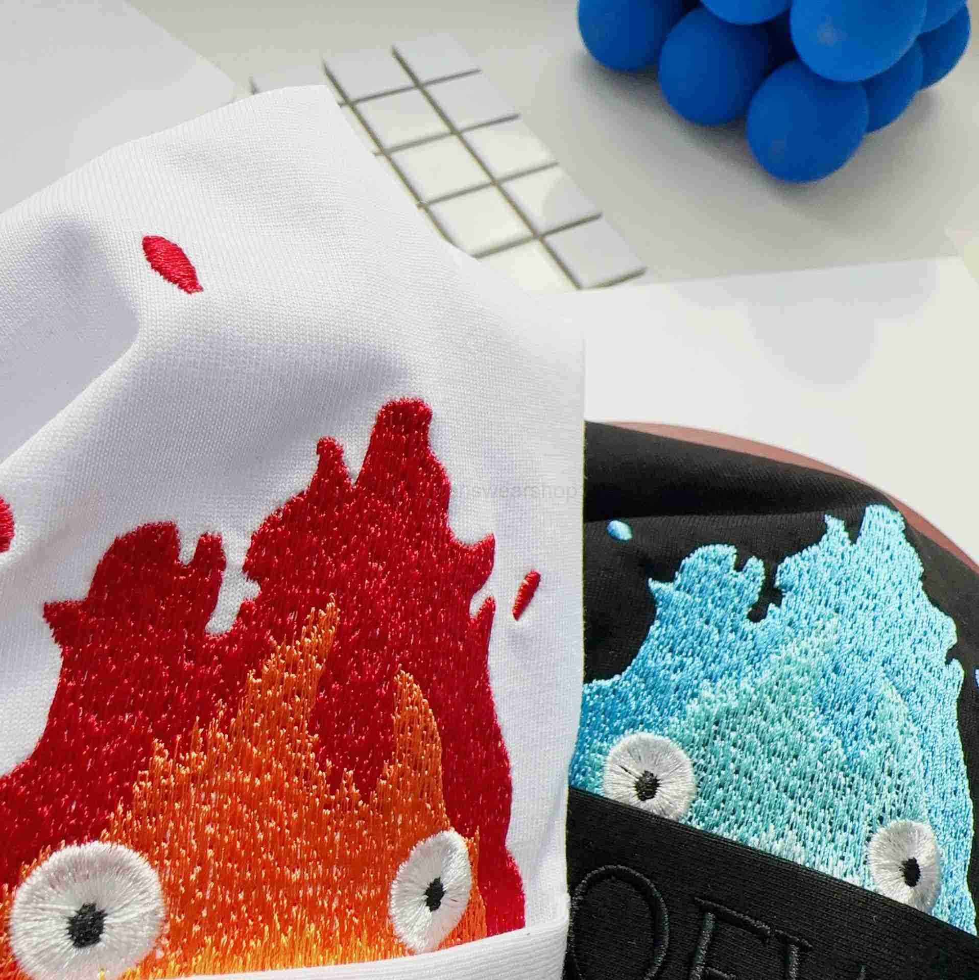 2024 Summer New brand Letter Volcano Subfire Embroidery Loose Fit Dragon Cat Short Sleeve T-shirt X241112