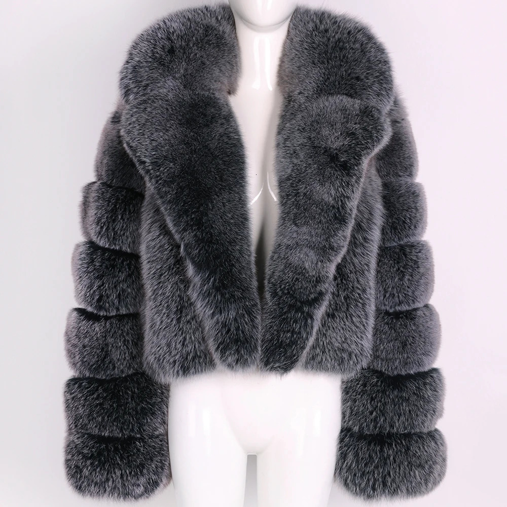 YOLOAgain Womens TurnDown Collar y Fox Fur Jacket Red Real Winter Outerwear 241113