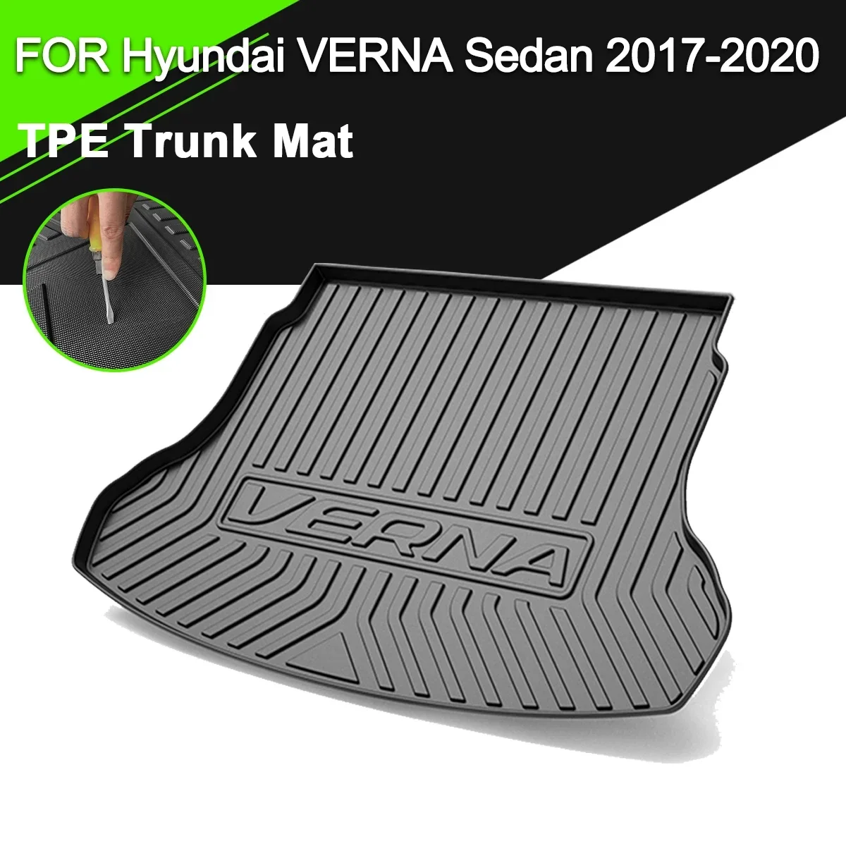 Rear Cover Car Trunk Mat Non-Slip Waterproof Rubber ddmysmile TPE Cargo Liner Accessories For Hyundai Verna Sedan 2017-2020 Smile
