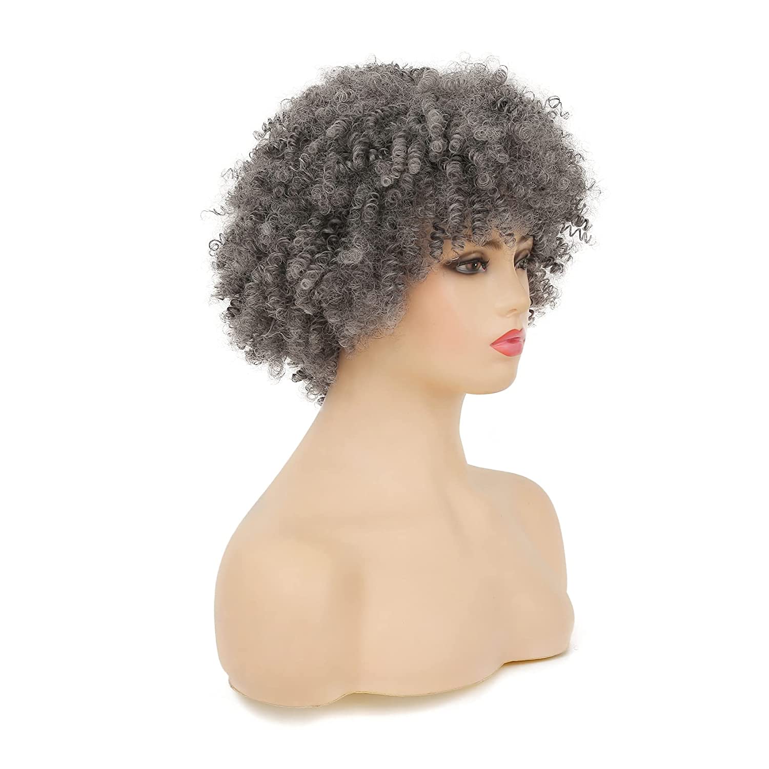 Chic gray human hair wigs lace front short ombre fabulous wigs grey kinky curly afro natural salt and pepper silver grey real brazilian hair lace fron