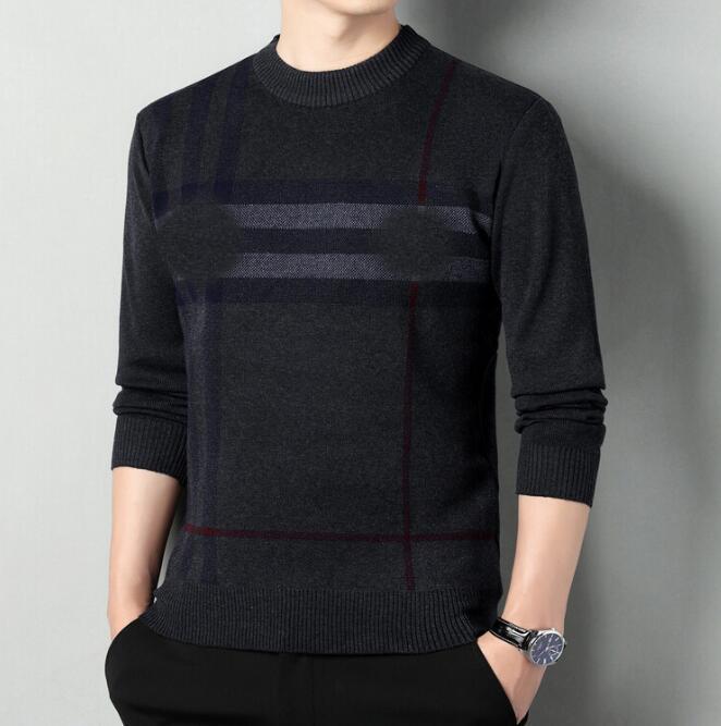 winter men designer sweater plaid pullover slim fit long sleeve autumn mens sweater jumper