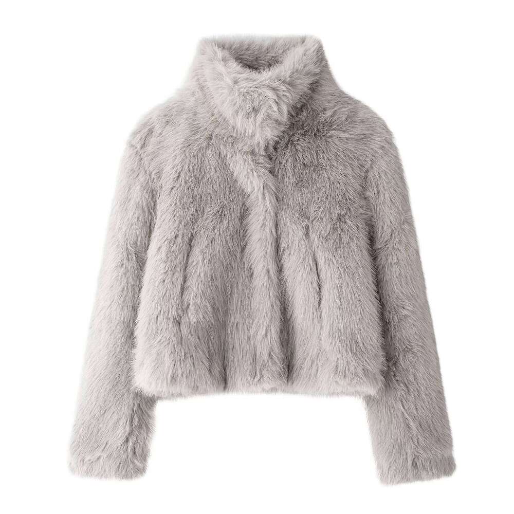 shanshi fur coat women Women's winter warm standing collar faux fur coat