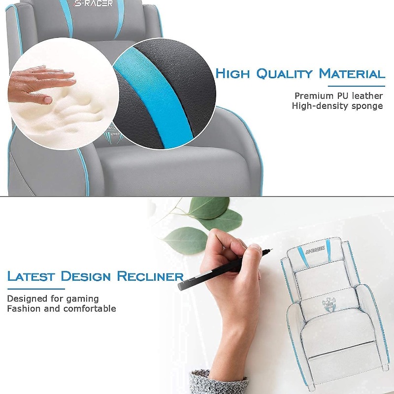 Homall Gaming Massage Recliner Chair Racing Style Single Living Room Sofa Recliner Leather Recliner Seat Comfortable Ergonomic