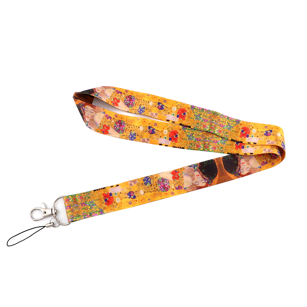 LX672 Klimt Kiss Oil Painting Lanyard For Keys Mobile Phone Hang Rope Keycord USB ID Card Badge Holder Keychain DIY Lanyards