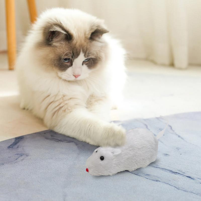 cute Mouse Plush Wind Up Mouse Shape Cat Toys Interactive Interesting Decorative Kitten Stuffed Toy For Pets Chasing supplies