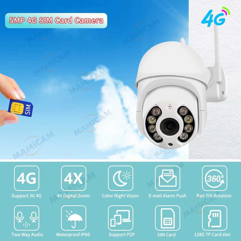 IP Cameras 5MP 4G SIM Card Surveillance Camera PTZ 1080P HD Wireless WIFI Outdoor Security Dome Camera CCTV P2P Auto Tracking ICSEE 24413