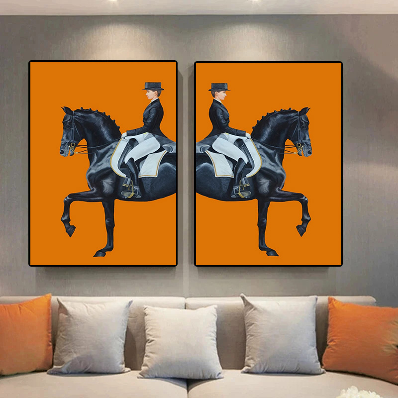 Lanjia Classic Nobility Equestrian Poster Prints Contemporary Horse Riding Canvas Painting Wall Art Mural For Living Room Home Decor F Ed