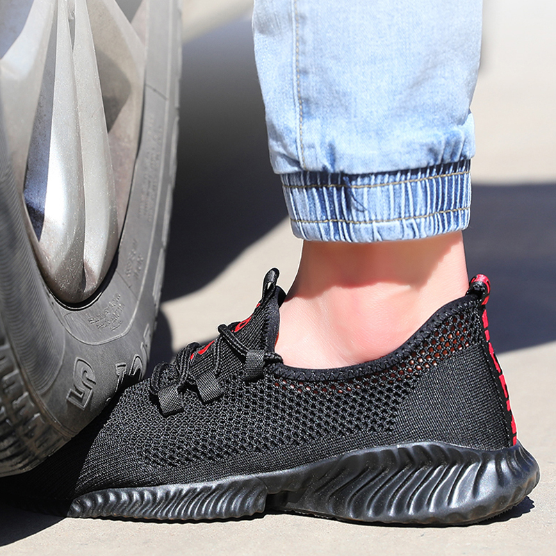 Work Breathable Summer Lightweight Protective Sneakers Safety Steel Toe Shoes Men Puncture-Proof boots 0c58