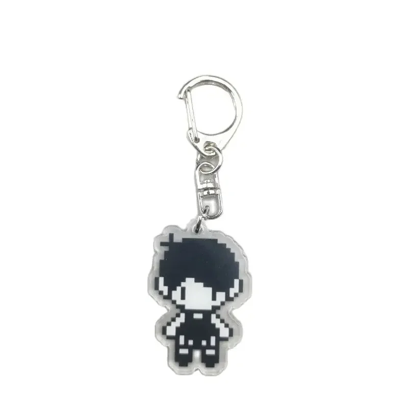 4cm Fun New And Cool Pixel Acrylic Omori Game Keychain Bag Car Keyring Anime Pendant Accessories Student Gift Kel Basil smile