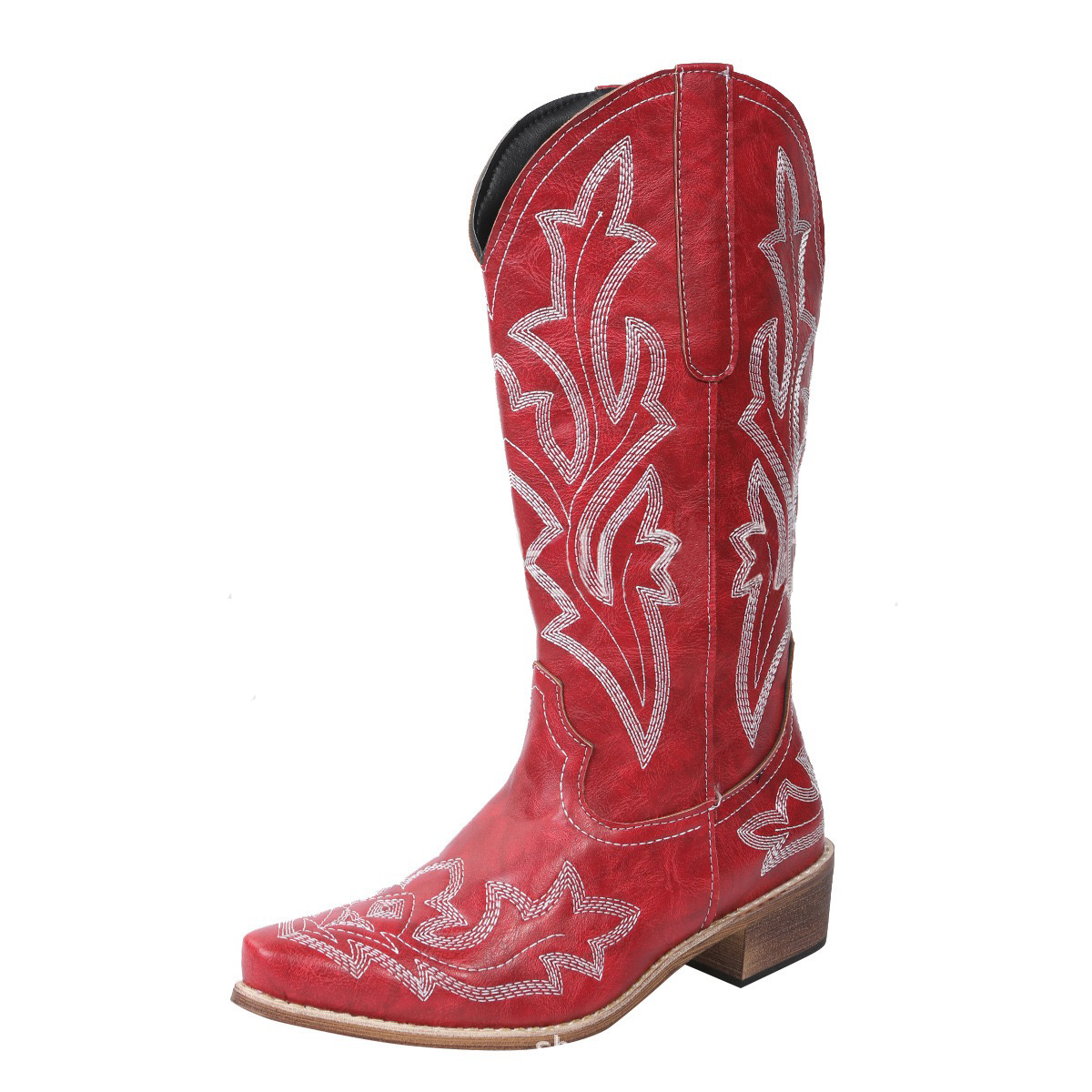 Embroidery Cowboy For Knee High Med Calf Vintage Western Cowgirl Boots Women Heeled Casual Shoes Autumn Block Heel 240724