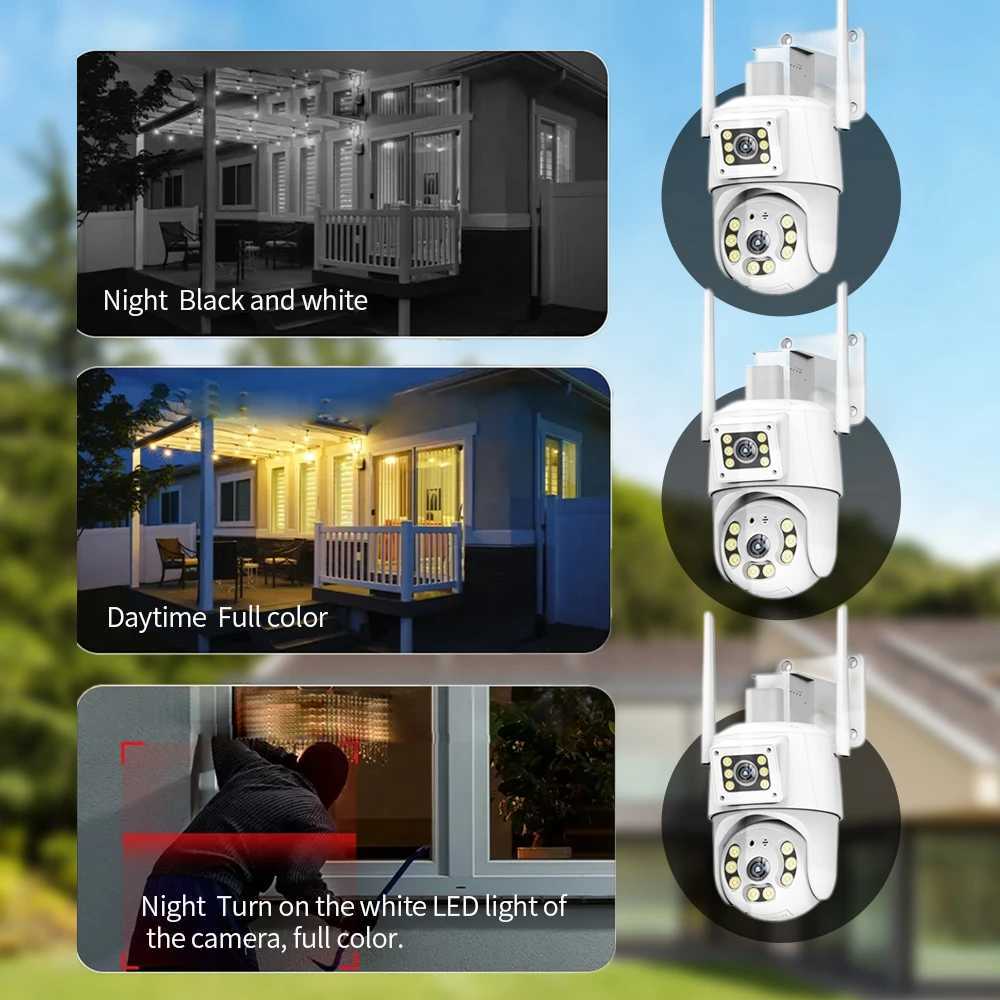 IP Cameras TUGARD Outdoor 4G WiFi Camera 2K 4MP Dual Lens PTZ Camera Auto Tracking Optical Zoom Tracking Two Way Audio Surveillance Cameras 240413