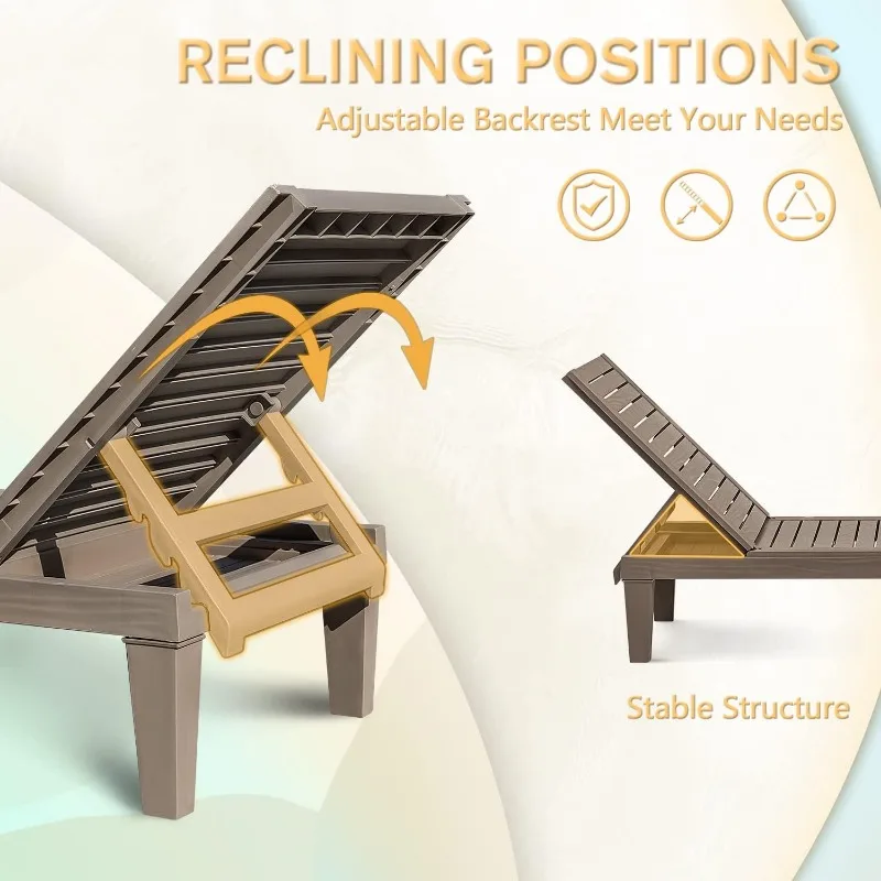Homall Outdoor Chaise Lounge Chairs Set of 2 Quick Assembly u0026 Waterproof u0026 Lightweight Loungers with Adjustable Back