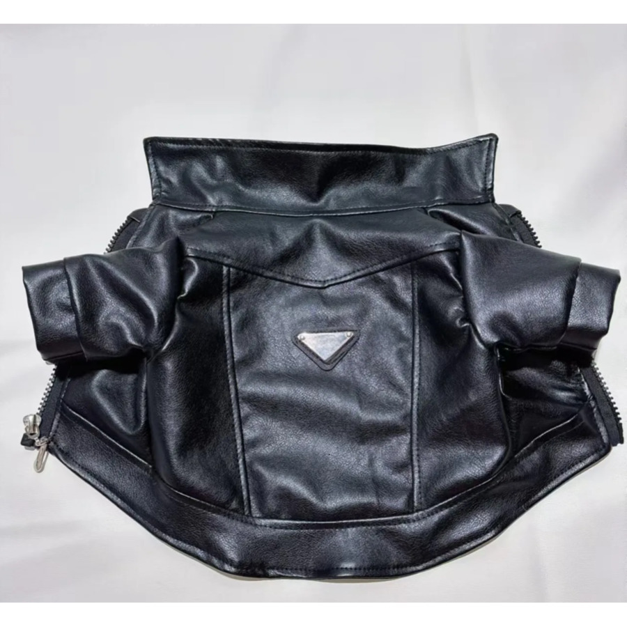 Premium Faux Leather Autumn Winter Jacket for Schnauzer & French Bulldog - Waterproof Windproof Pet Coat with Adjustable Hood & Belly Strap 026 JJ
