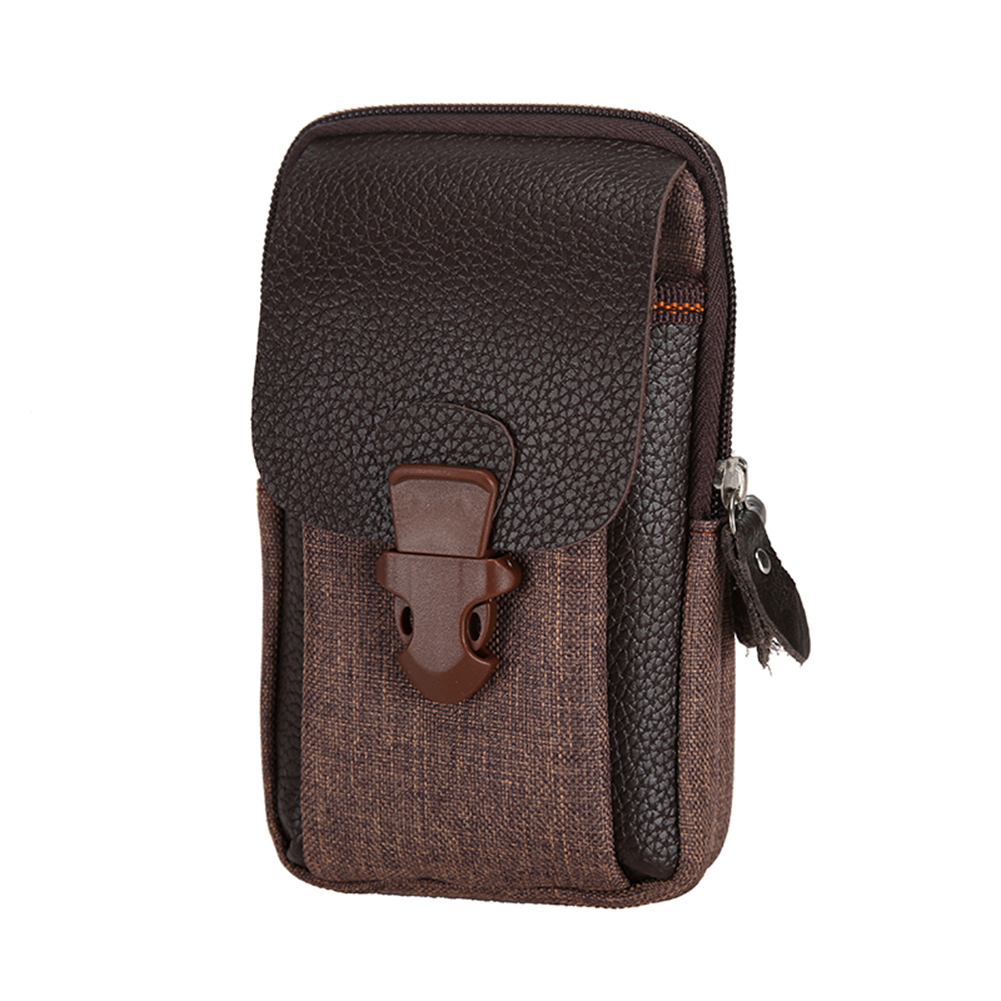 Multi-functional Portable Men Canvas Waist Belt Bum Bag Classic Texture Creative Chic Casual Travel Mobile Phone Pouch smile