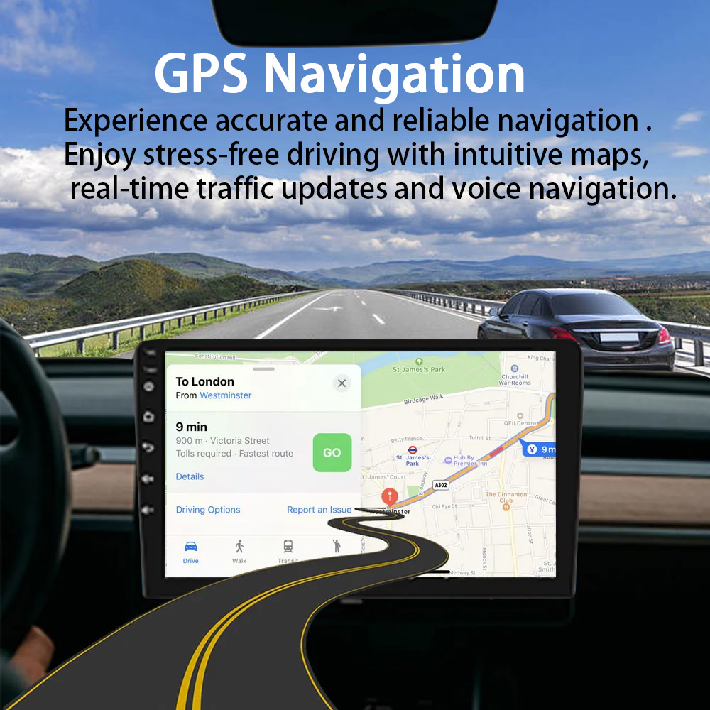 1 Din Car Radio CarPlay Android Auto Autoradio Universal 9" WIFI GPS Bluetooth Audio Multimedia Video Player