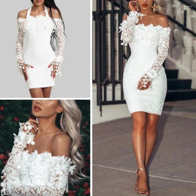 Casual Dresses Long Sleeve Dress Women Bodycon Backless Summer Sexy 2024 Autumn White Beach Party Club