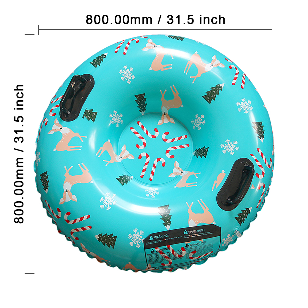 Inflatable Ski Snow Tubes with Handle Floated Skiing Board 80cm PVC Cold-Resistant for Winter Outdoor Sports