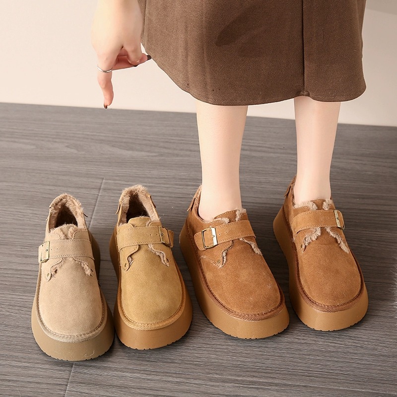 Real fur integrated snow boots for women with thick suede NEW soles, winter women's shoes