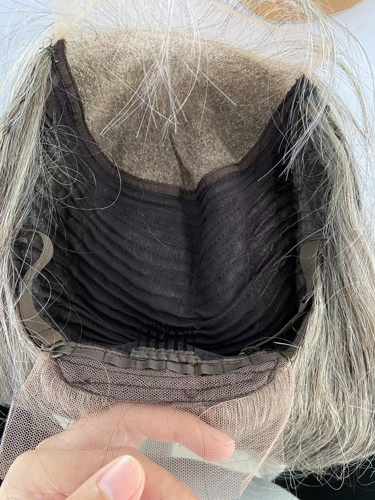 Raw virgin salt&pepper silver gray lace front wigs human hair short ombre lace closure wigs 5X5 hd lace salt pepper grey brazilian hair wavy bob wig 1