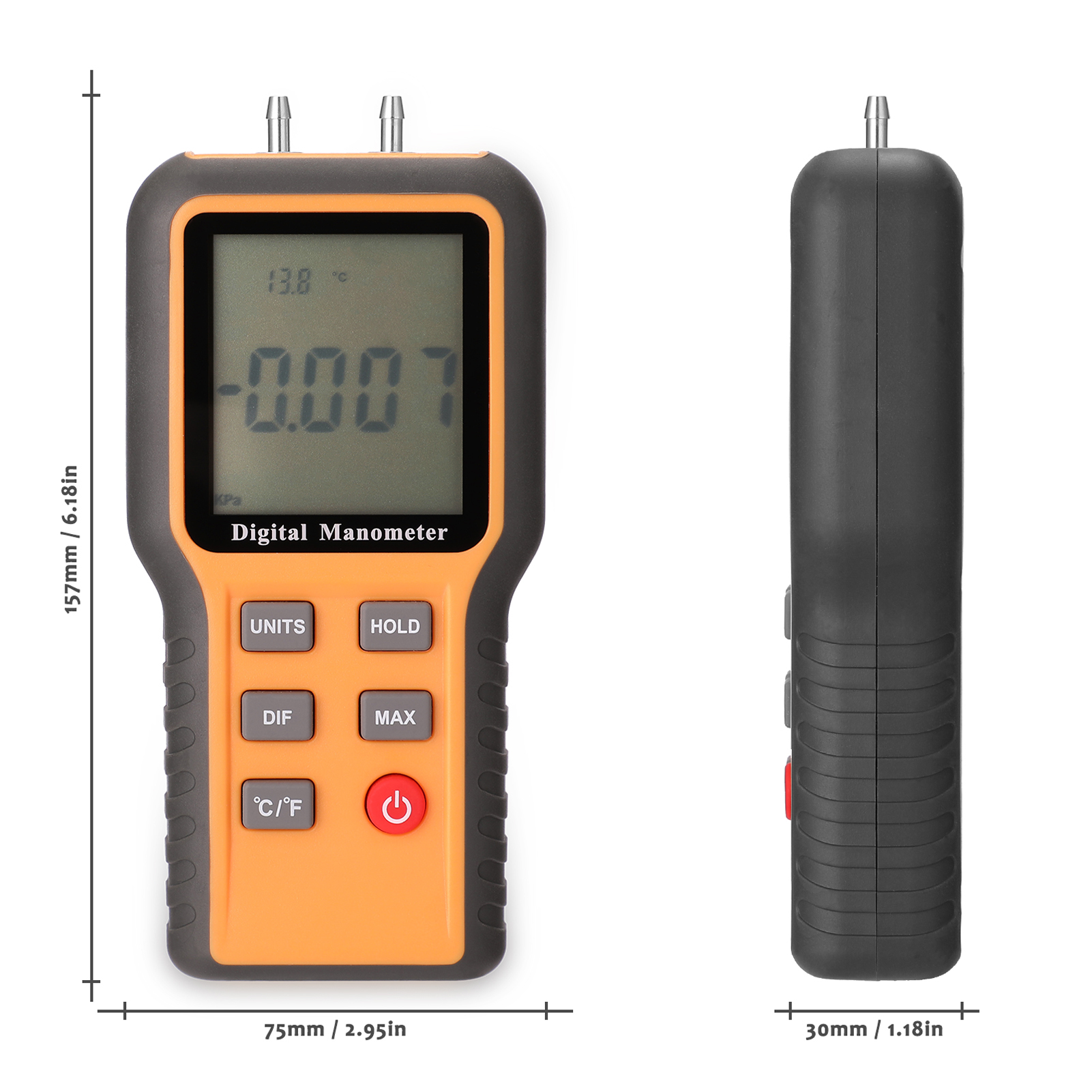 Digital Manometer Differential Air Pressure Gauges Tester Indoor Temperature Measurement Tool Pipes Pressure Measuring Device