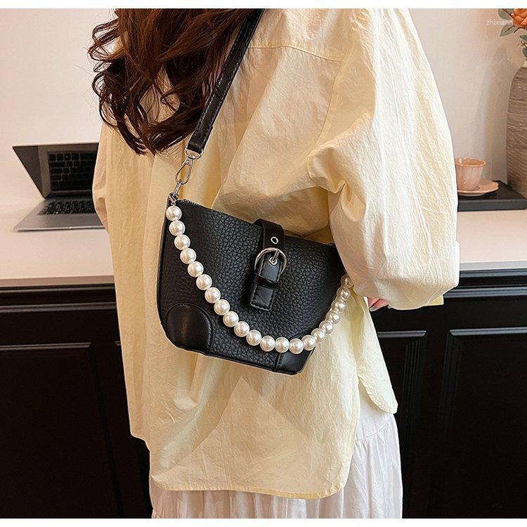 Drawstring High-end Bucket Bag Women's Summer Crossbody Fashion Trend Korean Style National Beaded Handbag Commuter zhanyishengli