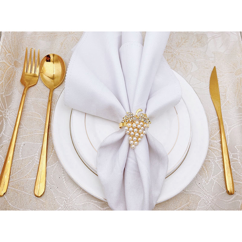 Promotion! 10 Pcs Fruit Grape Napkin Buckle,Pearl Napkin Ring,Mouth Cloth Ring For Model Room Decoration,Hotel Tableware