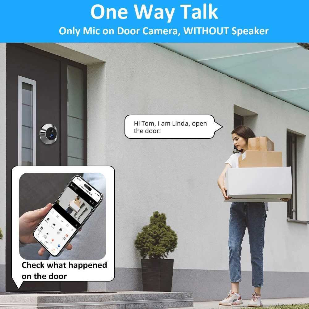 Doorbells Tuya Smart 3MP 140 Wide View Angle Mini Digital Peephole Eye Viewer WiFi IR PIR Detection Doorbell Door Camera Alexa Google z241113