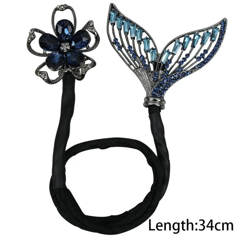 Rhinestone Flower Hair Clip Lazy Hair Curler Hair Bun Maker Whale Tail Bundle Hair Tie Hair Twist Maker Women Hair Styling Tool