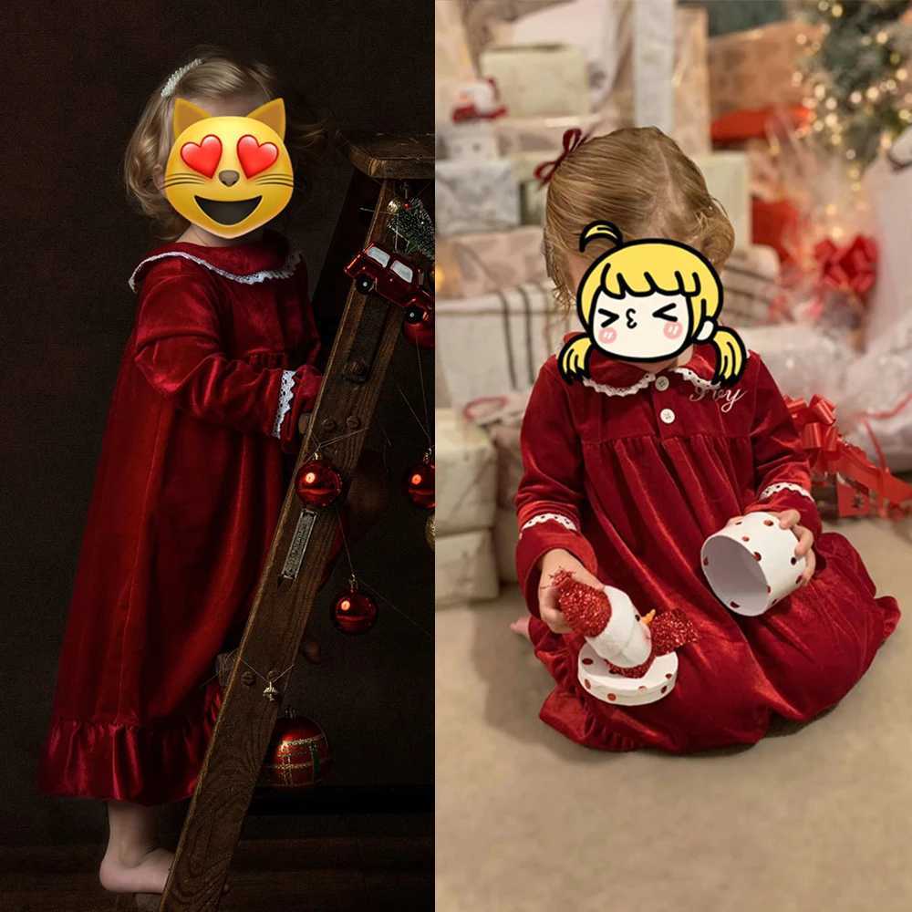 Red Christmas Baby Boy Girl Warm Family Pyjamas Sets Golden Velvet Kids Match Pajamas Children Dress Clothes Toddler Pjs LX241113