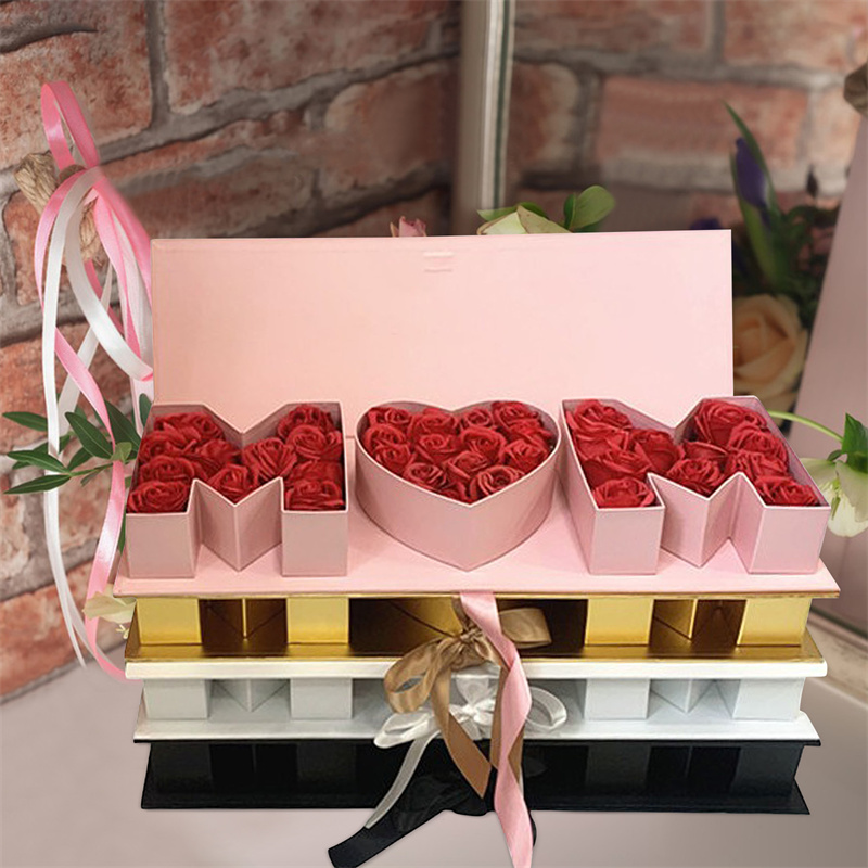 Creative Mother's Day MOM Fillable Letter Shaped Empty Packaging Boxes Flower Presents Gifts Cardboard Box New