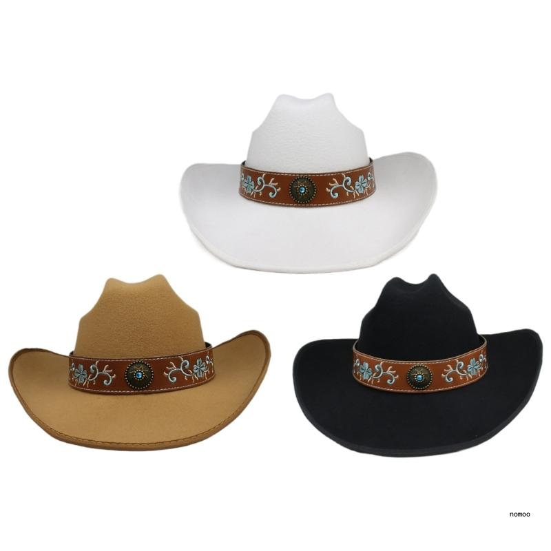Hat Fedoras Wide Classical Woolen Brimmed Western Cowboy Hat for Trilby Hat for Dinner Outdoor Casual Wear smile