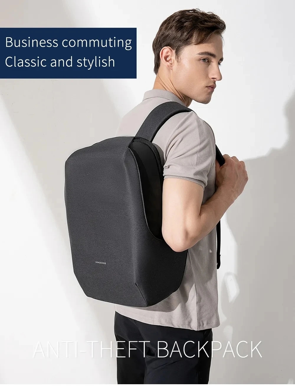 Anti-Theft Backpack Men 15.6 Inch Laptop 180 Degree Open W USB Charging Waterproof School Bag For College Student Boy Polyester BagVoyage