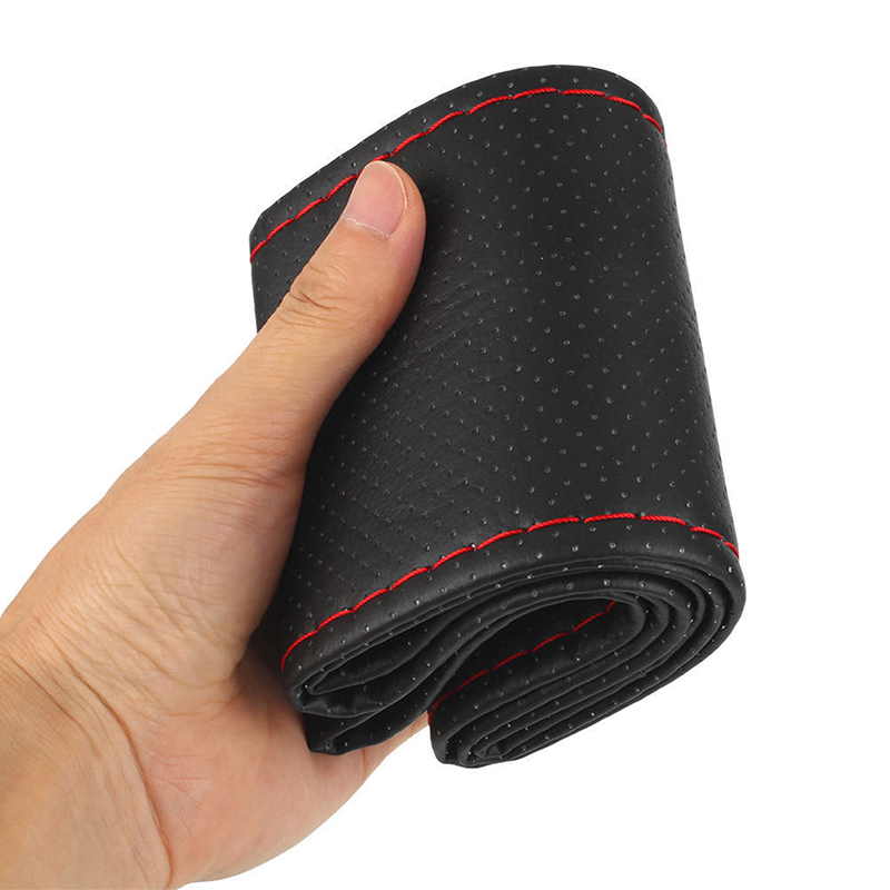 Steering Wheel Car DIY Cover ddmysmile Soft Artificial Leather Wheel Braid Cover With Needles And Thread Car Accessories Smile