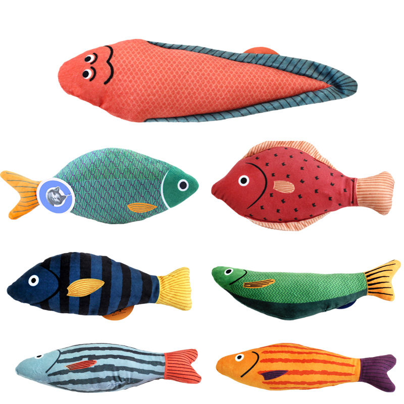 Squeaky Sea Fish Shape Sphynx Cat Toy Caip Plush Stuffed Pet Toys for Cats Gotas Kitten Kedi Funny mascotas Play Accessories