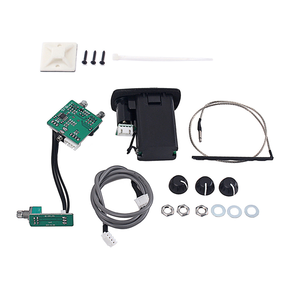 3-Band EQ Active Piezo Pickup Preamp System Amplifier for Acoustic Guitar Bass AL-202 (Black)