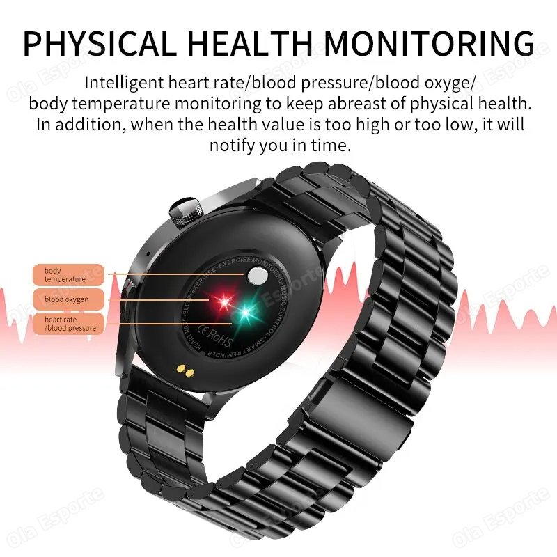 New Smart Watch GPS Men For GT4 Pro 360*360 AMOLED Screen Heart rate Bluetooth Call IP68 Waterproof Blood Oxygen Smartwatch 2024 360*360 smile 360*360