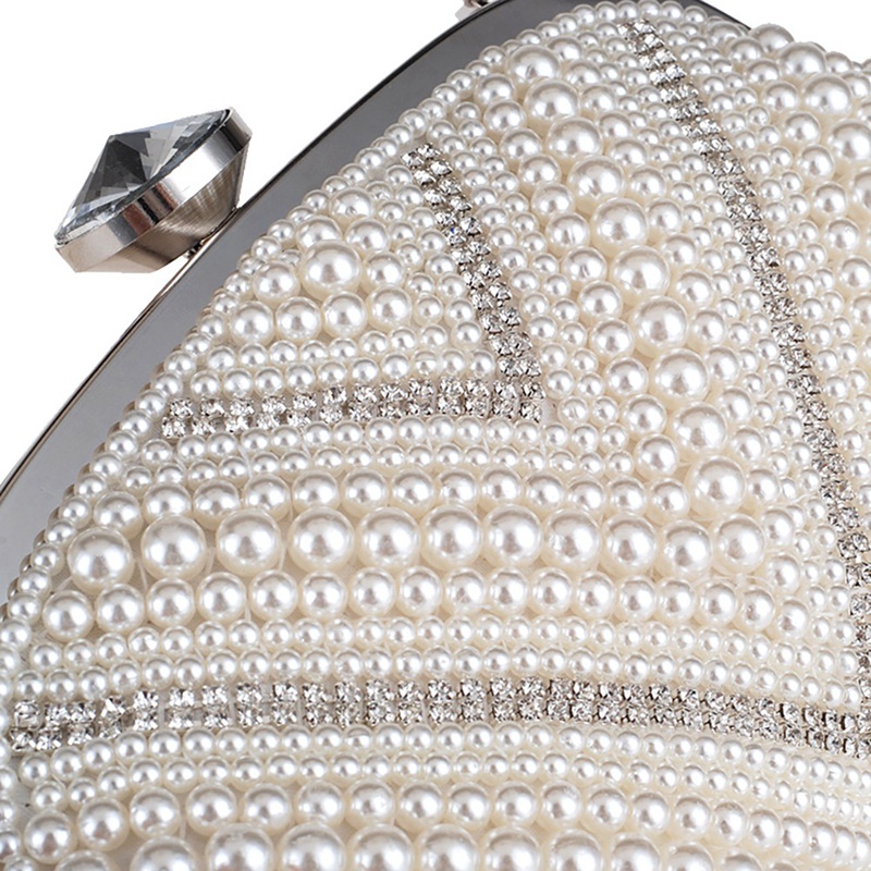 Beaded Women Evening Bags Vintage Embroidery Small Pearl Day Clutch Shoulder Chain Handbags Rhinestones Purse